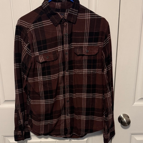 George Other - George Men's Casual Button Down Shirt - Brown and Black Plaid